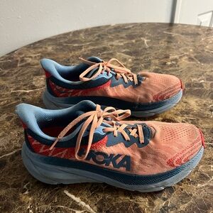 HOKA Challenger ATR 7 Trail Running Shoes Women’s 10B Peach Blue Hiking Sneakers